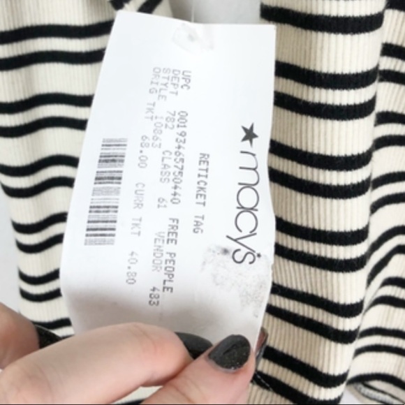 New With Tag Women’s Free People Sunday Afternoon Striped Cutout Top Ivory Shirt - Picture 13 of 16